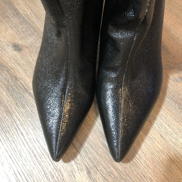 Zara Black Knee High Heeled Boots - Picture 12 of 17
